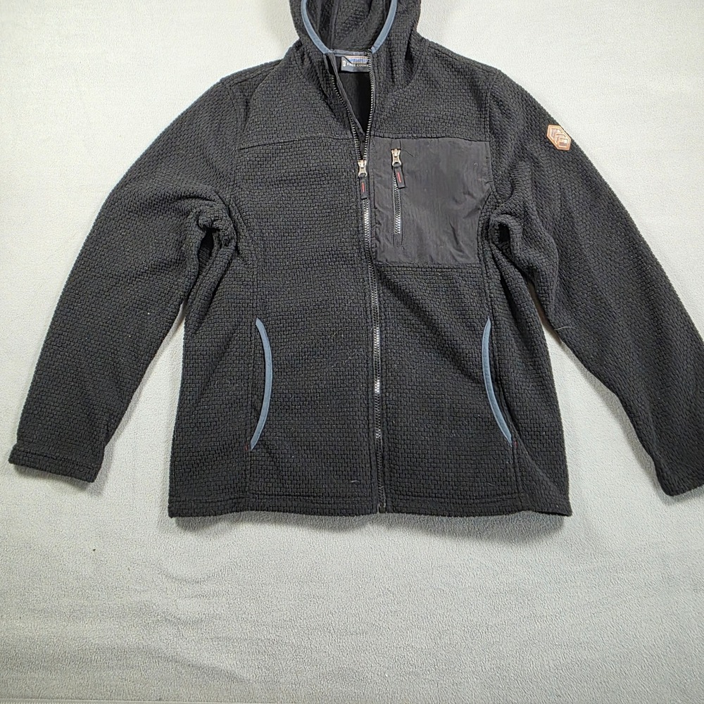 Free Country Hoodie Boys Extra Large Black Full Zip Waffle Fleece Jacket